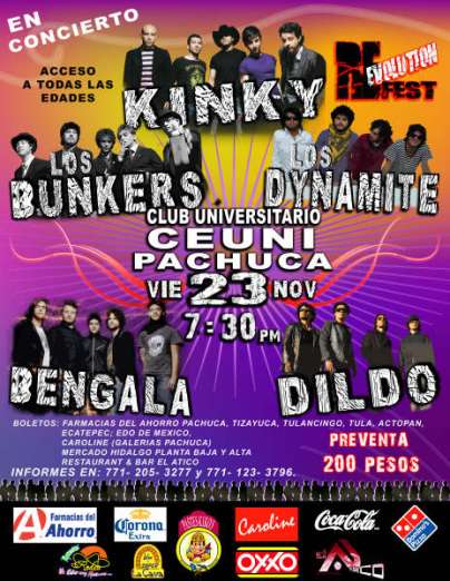 RE EVOLUTION FESTKinky, Los Bunkers, Dildo, Bengala y Los Dynamites - 23 Nov, 